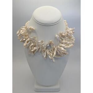 Funky Vintage White Abalone Statement Necklace